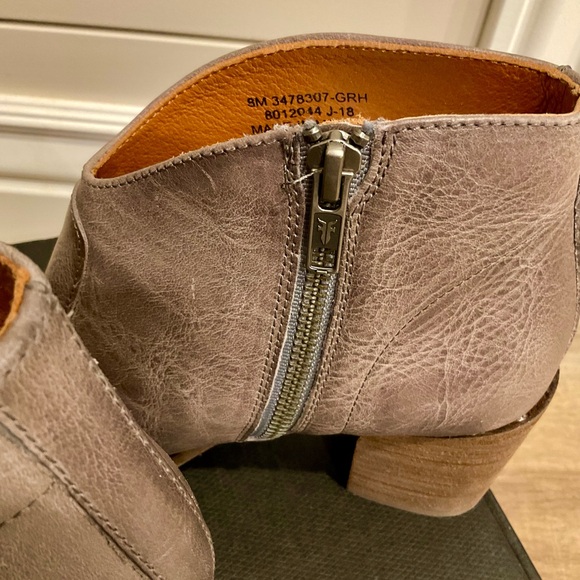 Frye Women's Gray Leather Ankle Boots - Picture 6 of 12